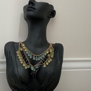 Elegant Gold and Green Layered Necklace